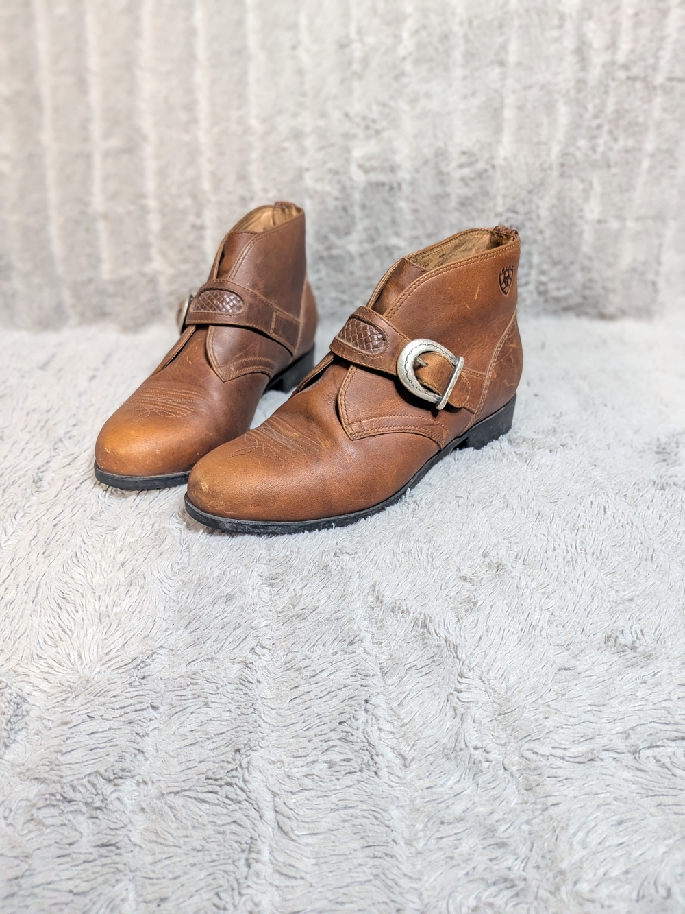 Ariat Women's s Brown Leather Ankle Boots with Buckle